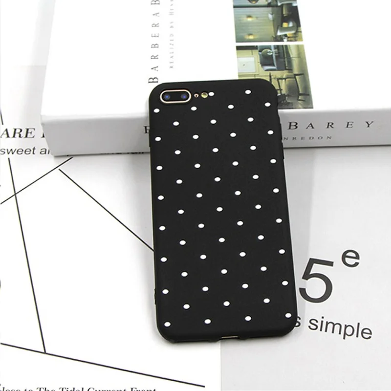 Ottwn Wave Dots Polka Cover For iPhone 6 7 8 Plus X XS Max XR Wave Dots Case For iPhone 6 6S Plus Soft Silicon Cover Phone Bag