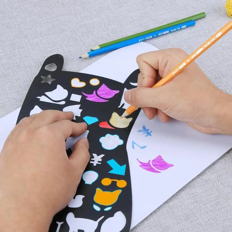 

Decorative Painting Template Cat Paper Cards Hollow Cut Cartoon Pattern Template for Scrapbooking Decorating Craft Album
