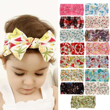 

XDOMI 15Colors Soft Children Nylon Headbands Stretchy Big Bow Head bands for Girls Cute headwear headband hair accessory