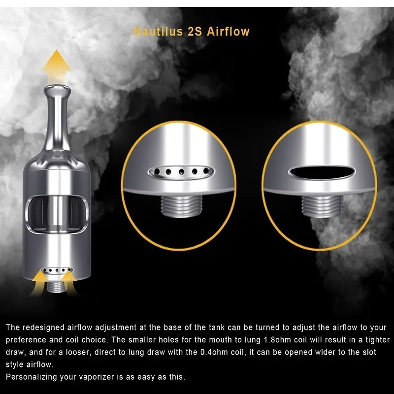  In Stock Aspire Nautilus 2S Tank Electronic Cigarette MTL Vape Atomizer Use 0.4/1.8ohm Nautilus BVC