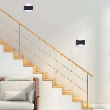 

Black+White Porch Lights Fitting Garden Porch Lamp Exterior Balcony Wall Lights Aisle Corridor Lighting Fixture Warm/Cool