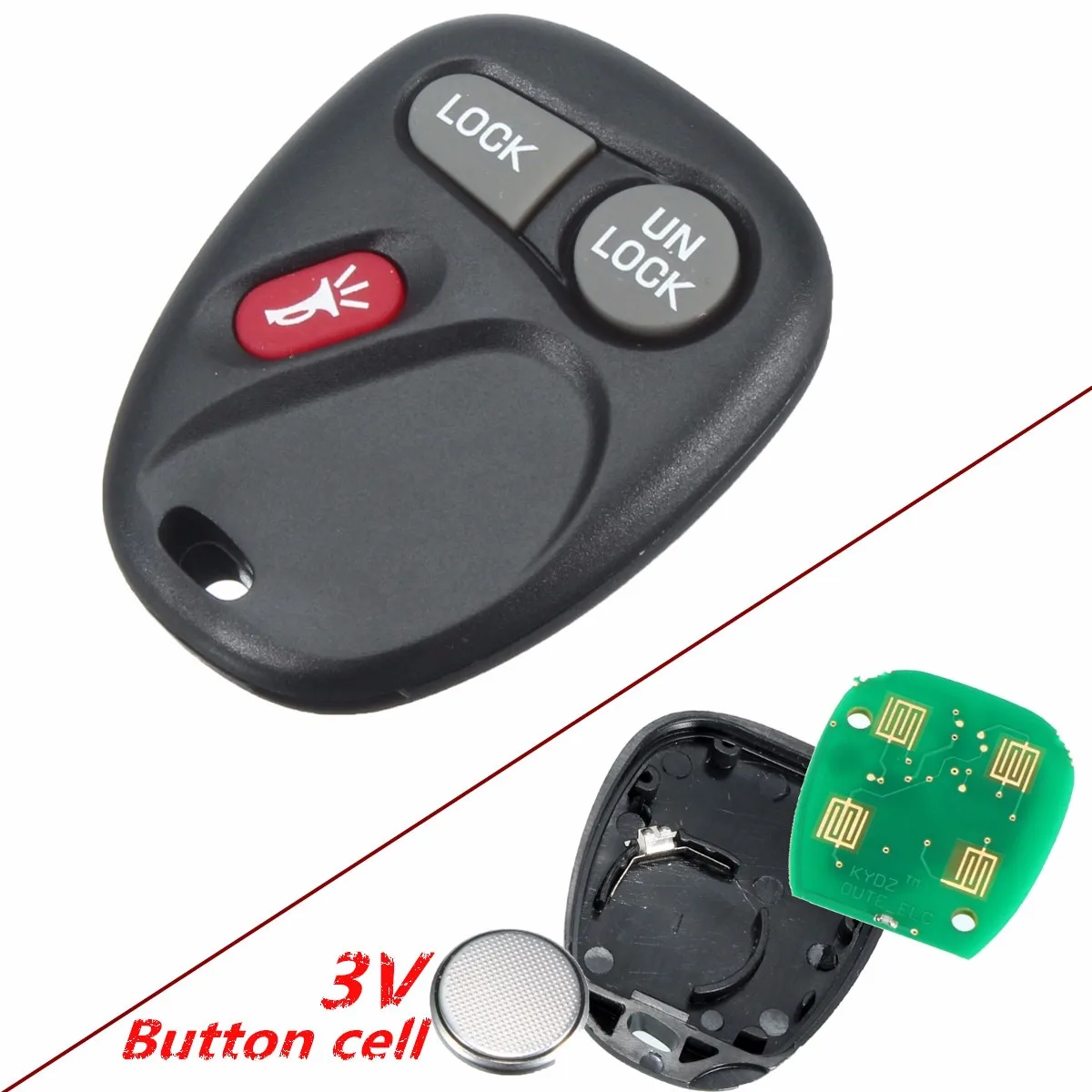 

3 Button 315Mhz Keyless Entry Remote Key Fob Transmitter Replacement For Chevrolet 2001-2004 15042968 KOBLEAR1XT