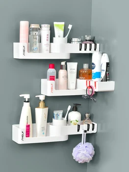 

1PCS Creative cosmetics bathroom wall shelf storage rack corner free punch hanging