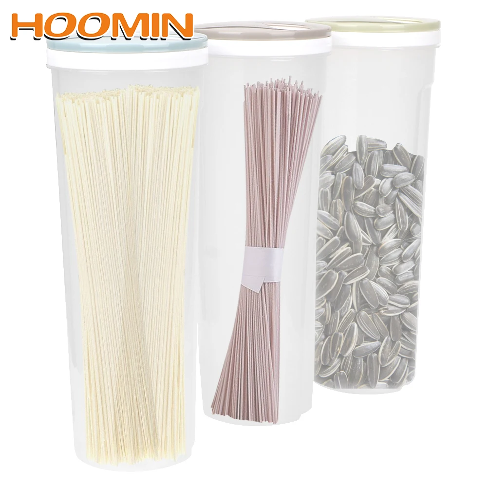 

HOOMIN Grain Cereal Oatmeal Nuts Beans Container Spaghetti Noodles Box Plastic Food Storage Box Kitchen Tools Freshness Sealed