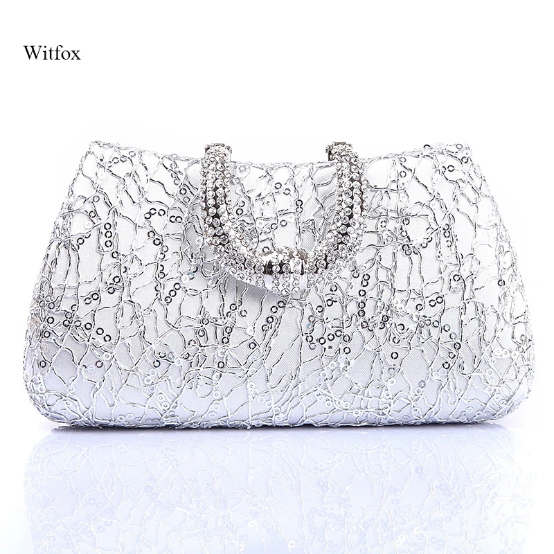 

Witfox women messenger bags luxury fashion real diamonds shoulder bag Minaudiere lady's wallet metallic mini handbags