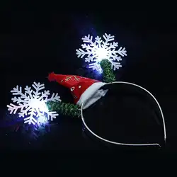 Милые светодио дный светодиодные Glow Рождество обруч на голову со снежинками Мини шляпа головные уборы украшения мода, мультфильм