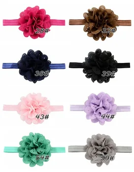 

16Pcs/Lot Children's Hair Band Hollow Wave Edge Chiffon Flower Head Girl's Newborn Girls Elastic Hair Band Hair Bands Color