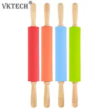 1 шт. Деревянная ручка, силикон Rolling Pin антипригарная мука выпечка резка для печенья торт тесто ролик инструмент формы для выпечки