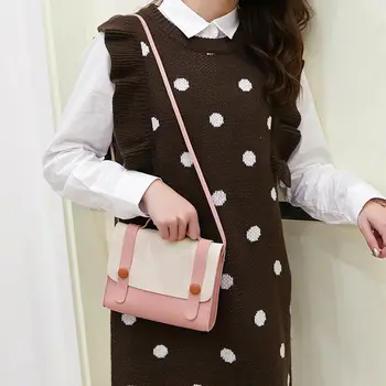 

New fashion women's shoulder bag personality small fresh contrast color PU leather Messenger bag