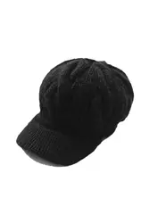 HTHL-женская вязаная шапка с вязаным узором, с завязками, вязаная крючком, ребристая шляпа поля кепка газетчика, теплая
