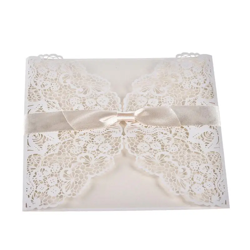  10PCS European Style Elegant Delicate Carved Lace Wedding Party Invitations Cards Wedding Party Dec - 32978943908