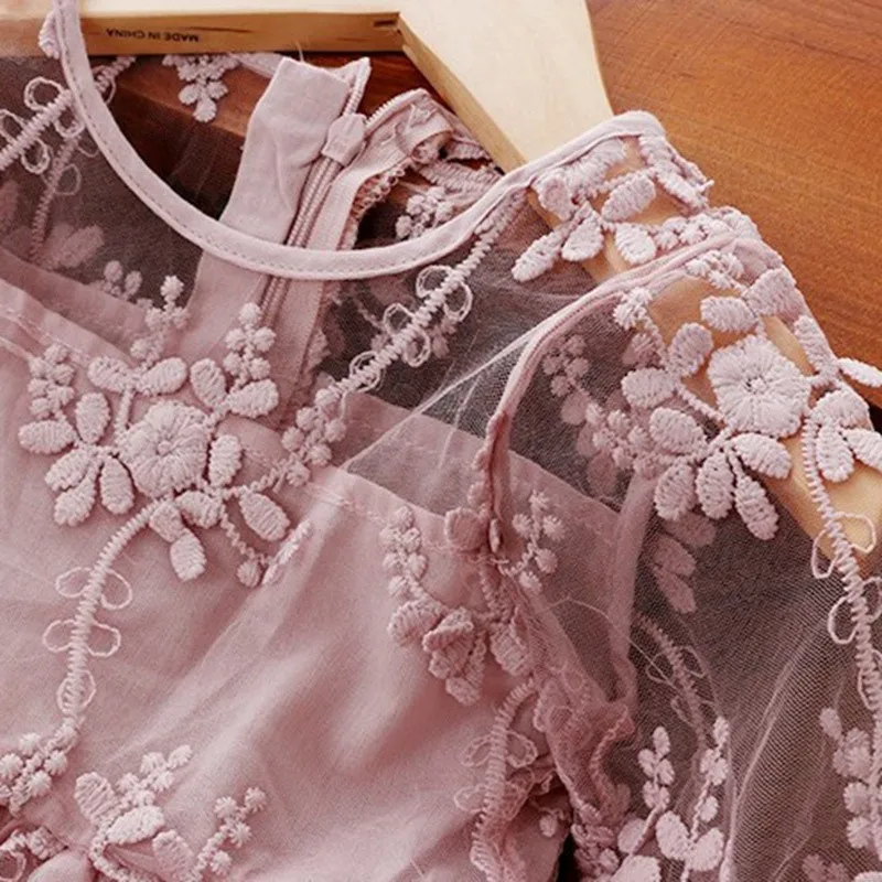 Summer Kids Girls Dress Lace Flower Princess Dress Baby Girls Party And Wedding Party Clothes For 2-6Y Baby Girls