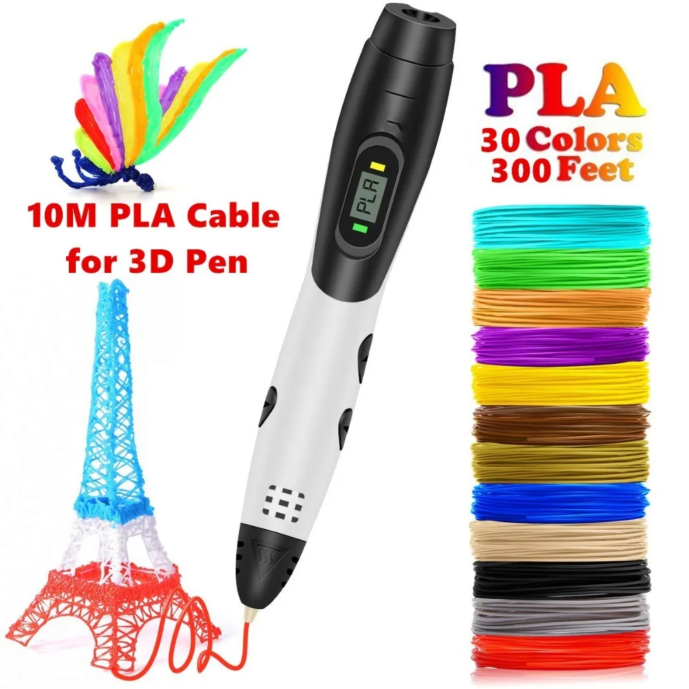 البلاستيك ل 3D القلم 10 متر PlA 1.75 مللي متر 3D طابعة خيوط الطباعة المواد الطارد اكسسوارات أجزاء شفافة الأبيض الخشب
