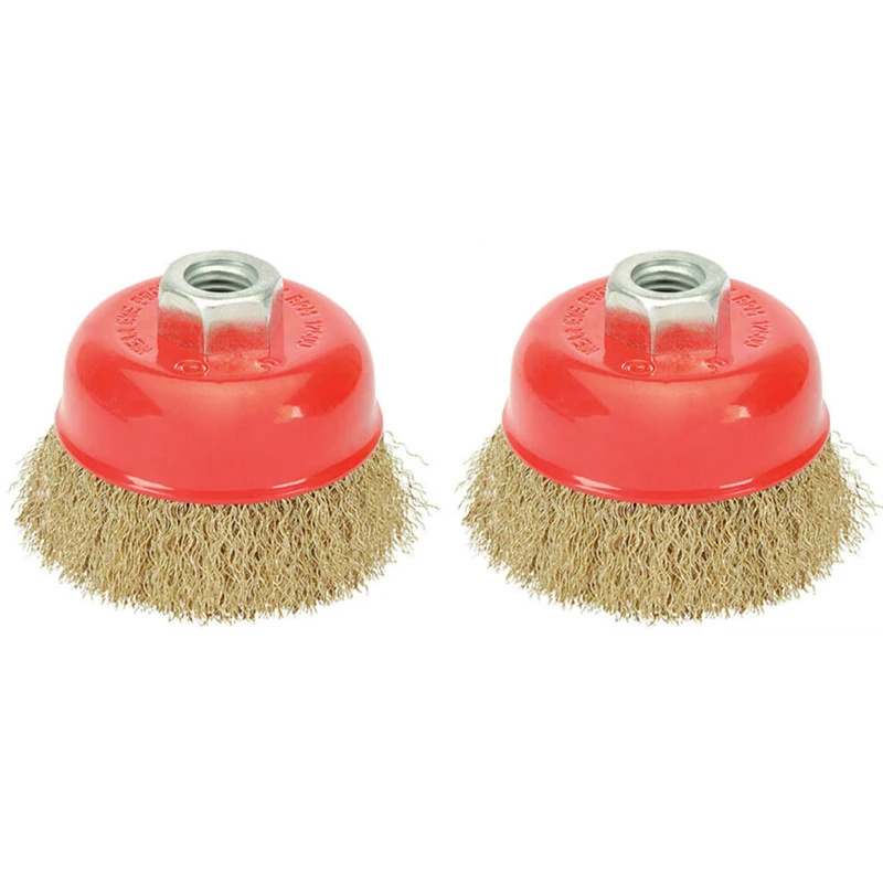 

2pcs Portable Cup Brush Steel Wire 7.5cm Rust Paint Remover Stripping Deburring Descaling