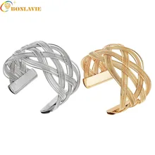 Лидер продаж, элегантные Для женщин в стиле панк большой широкий цвета: золотистый, серебристый Цвет очарование роскоши манжеты браслет Для женщин Свадебные украшения