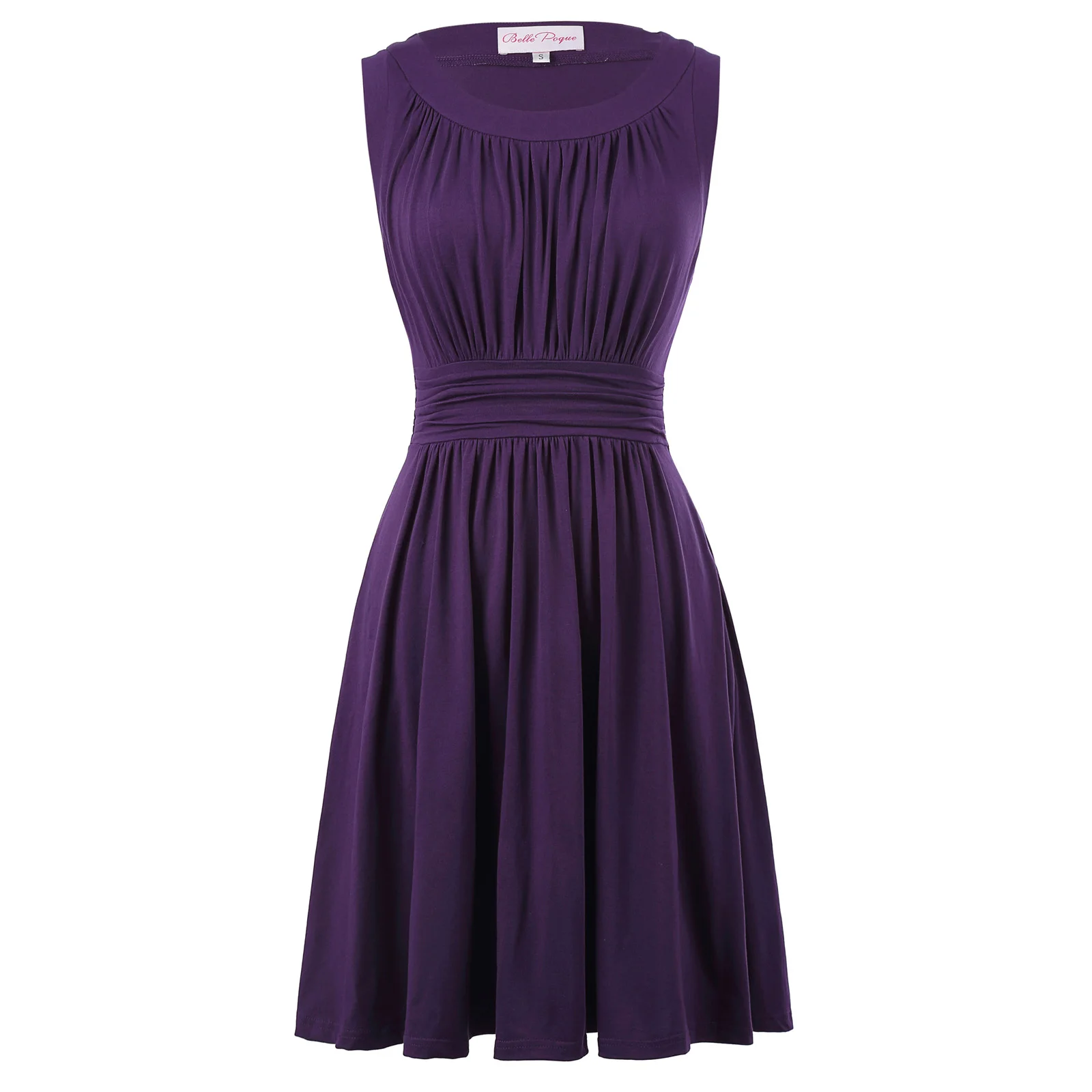 

pleated Retro Vintage Solid Color dress Sleeveless Crew Neck Cotton mini A-Line ladies women Dress party wedding elegant dresses