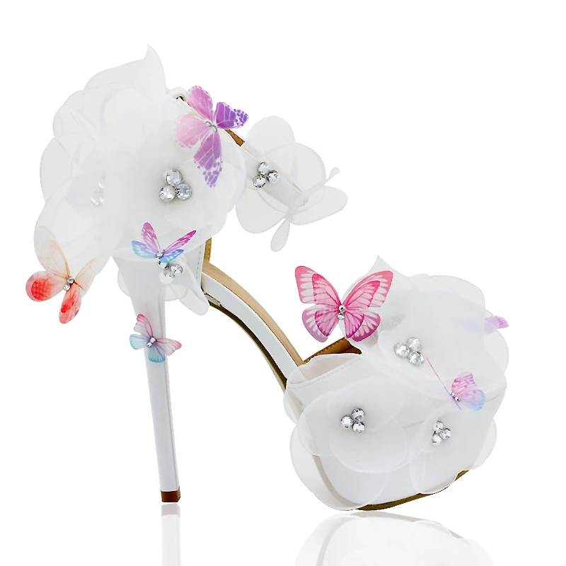 

Carole Levy 2019 New Fashion Crystal Butterfly Mesh Girls Dream Single Shoes Bride Amazing Wedding Shoes White Red Heels Pumps