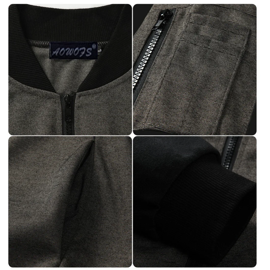 2019 Aowofs Autumn New Temperament Men's Jacket Stand Collar Jacket Baseball Cardigan Color Sleeve Men's Jacket Casual Shirt