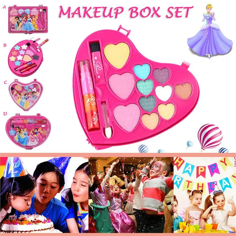 

Girl Cosmetic Case Set Princess Plastic Cartoon Learning Makeup Box Safe Non Toxic Child Makeup Play House Toy Kit for Child Kid