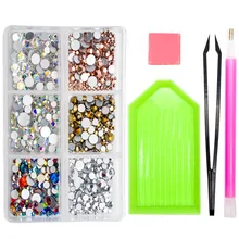 SS3-SS20 микс кристалл AB Стразы для ногтей стекло 3D дизайн ногтей украшения с плоской задней частью подвески для ногтей камни аксессуары MJZ1006