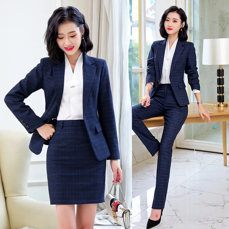 Interview Femelle Travail Véritable Robe Skirt Coat Nouvelle Garniture Vêtements Col blue Pants Chute Turn 2019 down De Tempérament Blue Mode Professionnelle Veste Molletonnée xTdpqaYYw