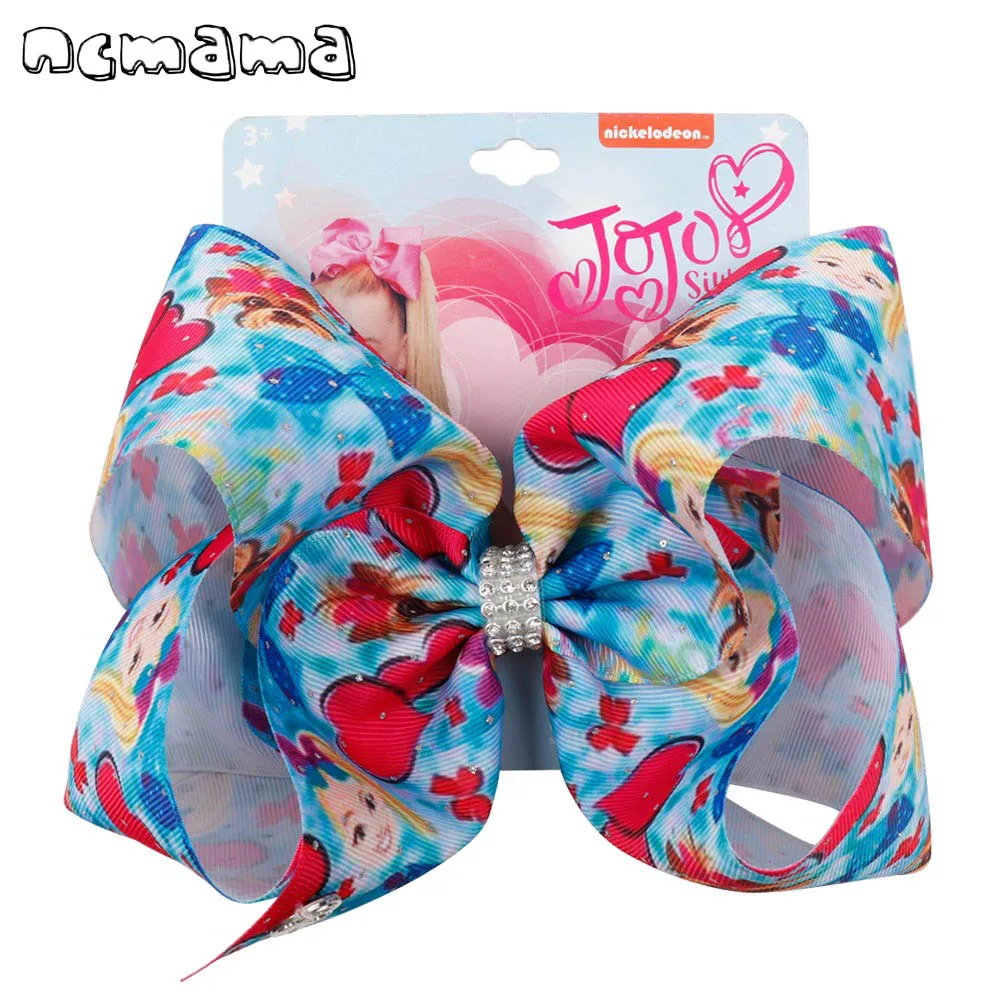 

Jojo Siwa/Jojo Bows 8" Large Hair Bows for Girls Valentine's Day Hair Clips Fashion Rhinestone Hairgrips Kids Hair Accessories
