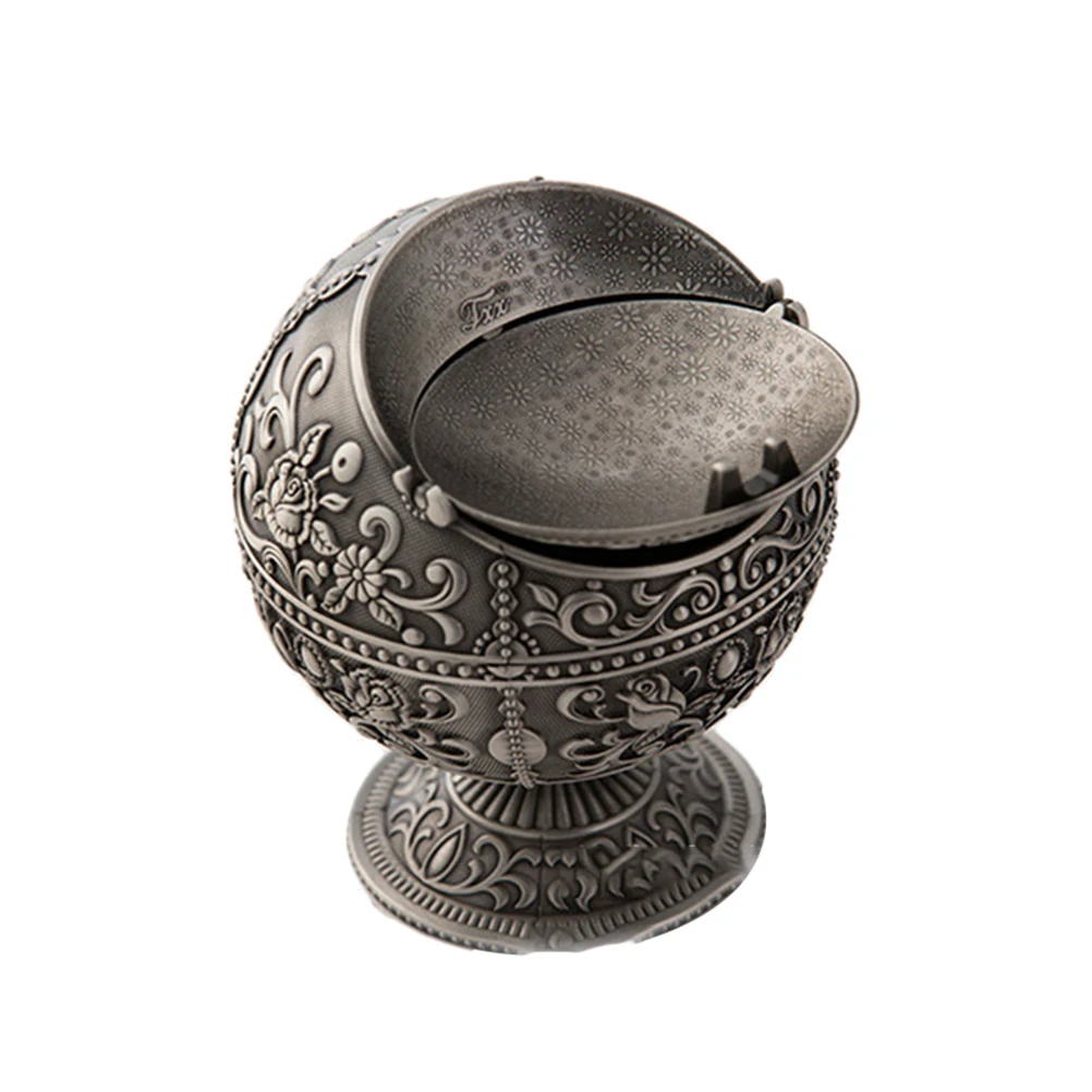 

Creative Vintage Ashtray Windproof Smoking Ashtray with Castle and Floral Patterns Metal Cigarettes Holder for Outdoor&Indoor