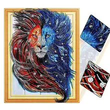 Фото на заказ! Алмаз особенной формы Живопись Лев рисунок 5D Сделай Сам Алмазная декорация для дома с животными 40x50 см
