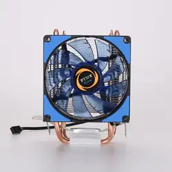 Процессор охладитель 2 тепловыми синий светодиодный вентилятор процессора охлаждающий вентиляторы компьютер вентилятор медно Алюминий