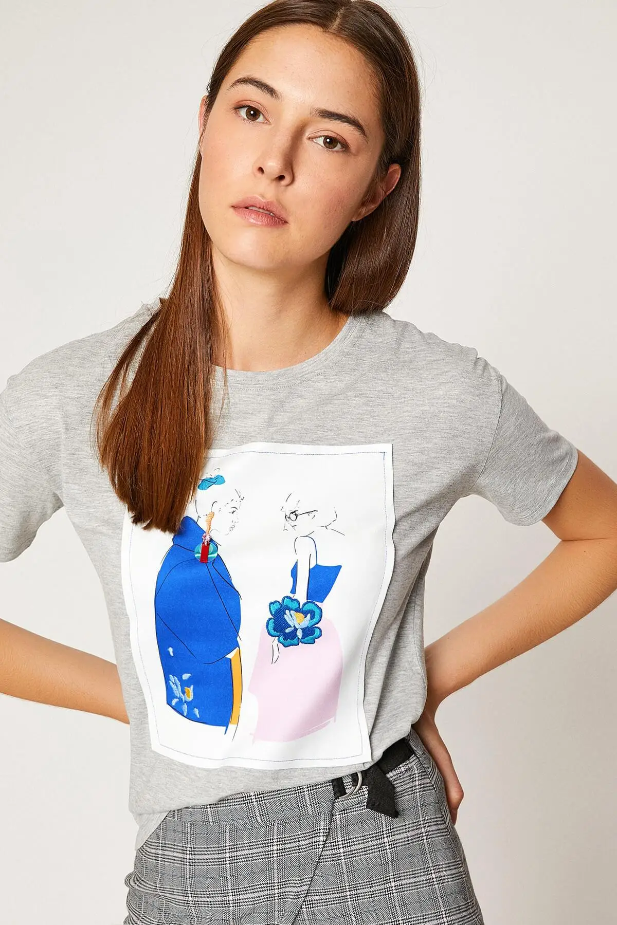 

Koton Women Gray T-Shirt 8YAL11475JK