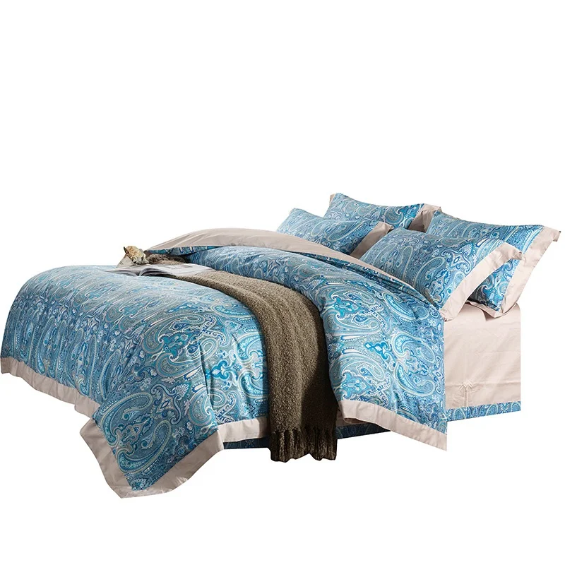 

100% Egyptian cotton bedlinen bedding sets Blue Boho European bed linen high quality duvet cover queen king size