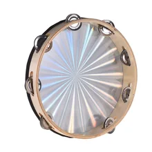 6/8/10 дюймов деревянный Radiant Тамбурины колокольчик ручной барабан с одной строки джинглы Светоотражающие барабан голову ударный инструмент