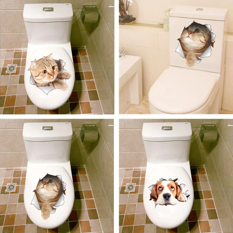 

Vacclo Wall Sticker for Bathroom Toilet Stickers Bathroom Toilet Kicthen Decorative Decals Funny Animals Decor PVC Mural Art