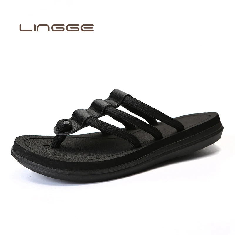 

LINGGE Summer Sandals Male Flat Beach Shoes Flip flop Men Beach Sandals Man Fashion Casual Slipper Clip Toe Dual-purpose Sandal