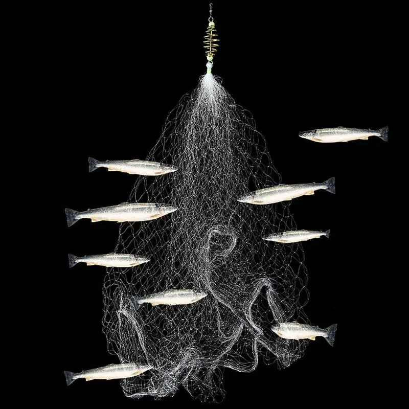 

Multi Size Fishing Net Nylon Fishing Net Trap Mesh Luminous Bead Copper Spring Shoal Netting Fishnet Tackle Durable Net