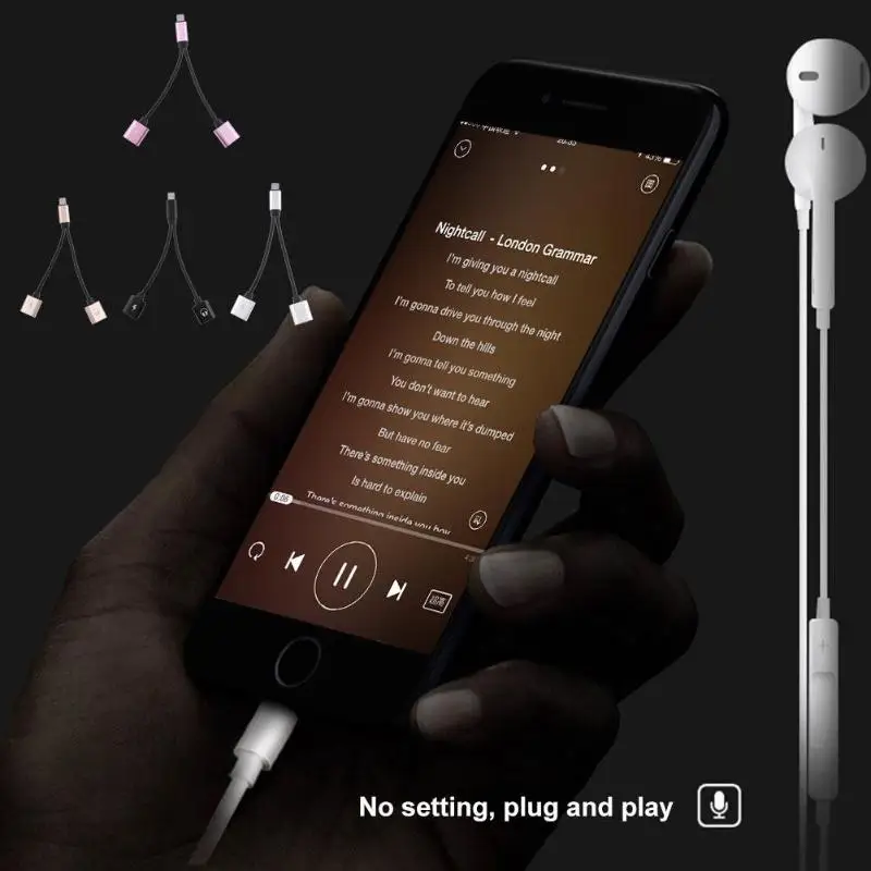 Charging+Audio 2 in 1 L Port Adapter for iPhone 7 Charging Adapter for iPhone 8 7 Plus X Charger Converter Headphone Adapter