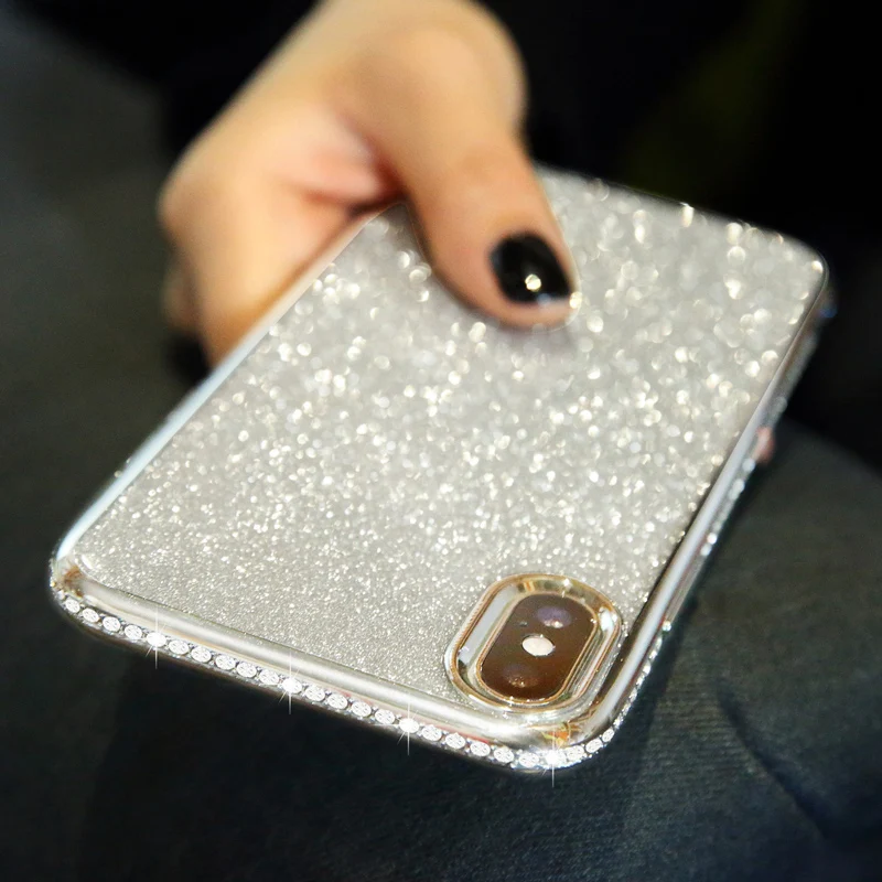 

Rhinestone Glitter Phone Case for iphone XS MAX XR 10 X 7 8 Plus 6 6s Soft Silicone TPU Diamond Sexy Girl Protector Back Cover