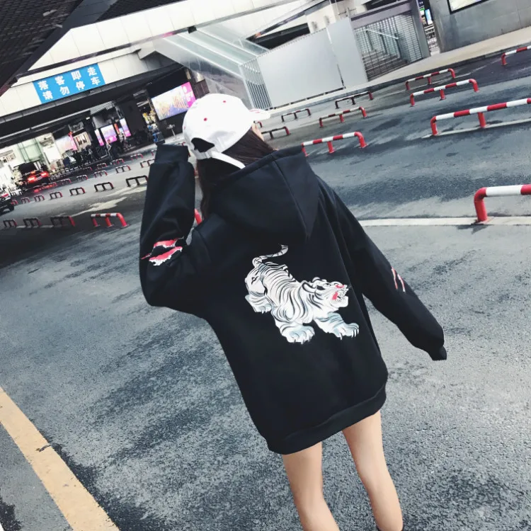 Модные женские новые корейские K Pop толстовки Harajuku Oversize характер печатных твердые