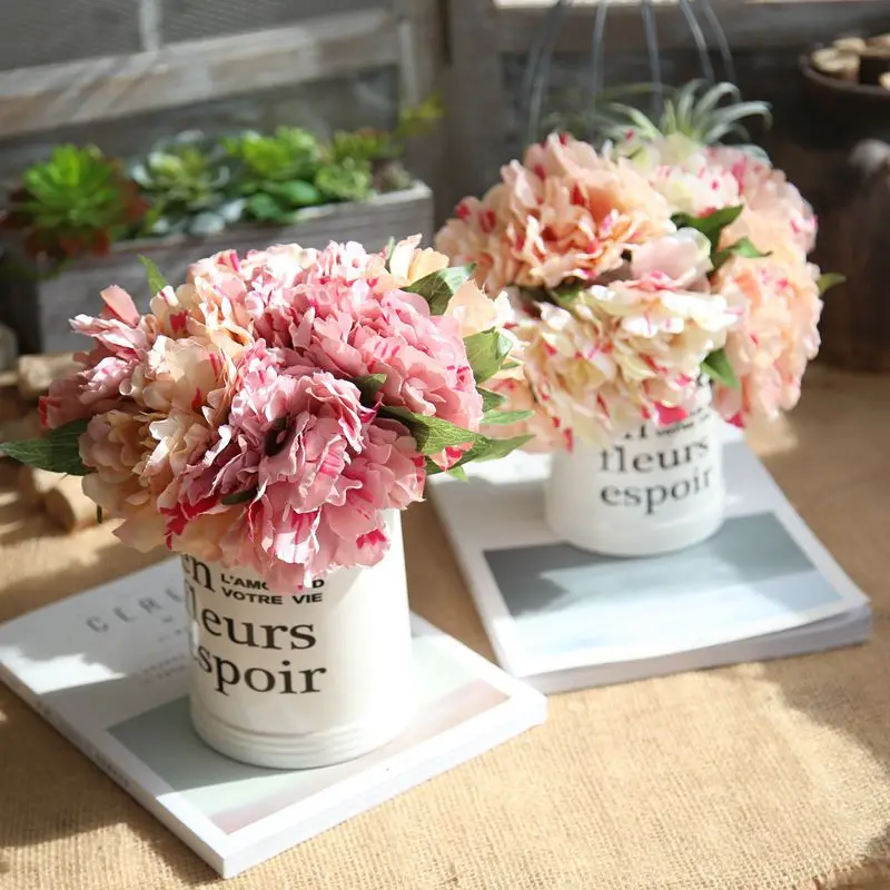 

1PC 5 Heads Peony Flowers Artificial Flower Bridal Bouquet Silk Flower For wedding Valentine's Day Party Home Room Decoratation