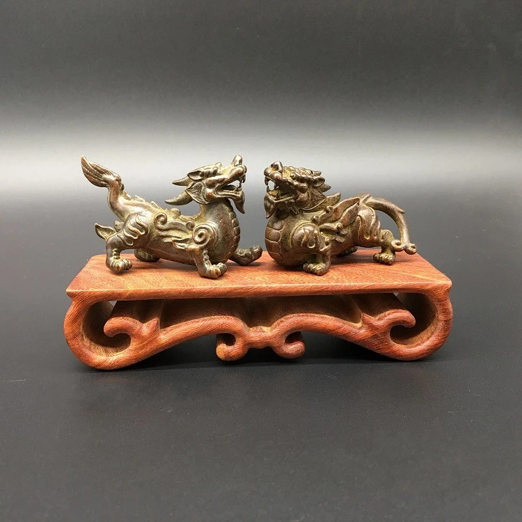 

Collection Chinese Brass Carved Mythical Animals Auspicious Beast Pixiu Exquisite Small Statue