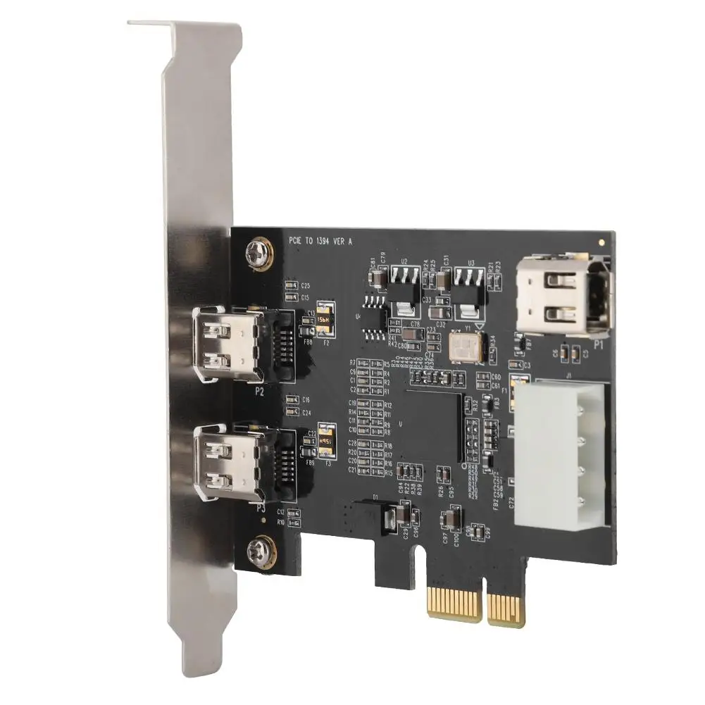 

PCI -E 1X to 3-port 1394A (2 out of 1) Riser Card 800Mbps Video Capture Card Support for Macintosh/Windows/Linux Systems PCI