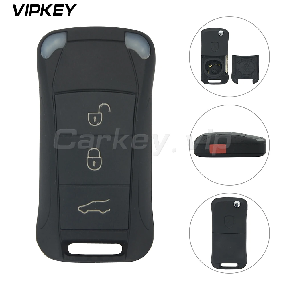

Remotekey New for Porsche Cayenne 2003-2012 Remote Shell key Fob Case 3 Button with Panic