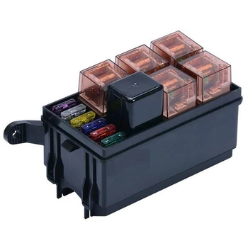 

1x Car Fuse Box Auto 6 Relay Socket Holder 5 Road Insurance Holder Fit For Trunk