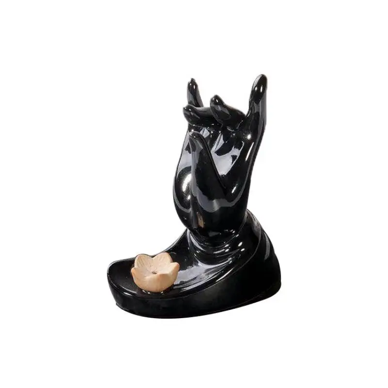 

Buddha Hand Ceramic Backflow Incense Burner Smoke Waterfall Stick Incense Holder Creative Home Decor Smell Aromatic Home Office