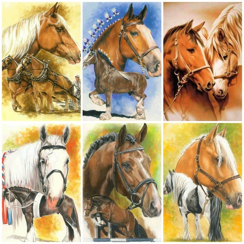 

HUACAN 5d DIY Diamond Painting Horse Full Square Diamond Embroidery Sale Animal Rhinestone Picture 5D Diamond Mosaic Flower