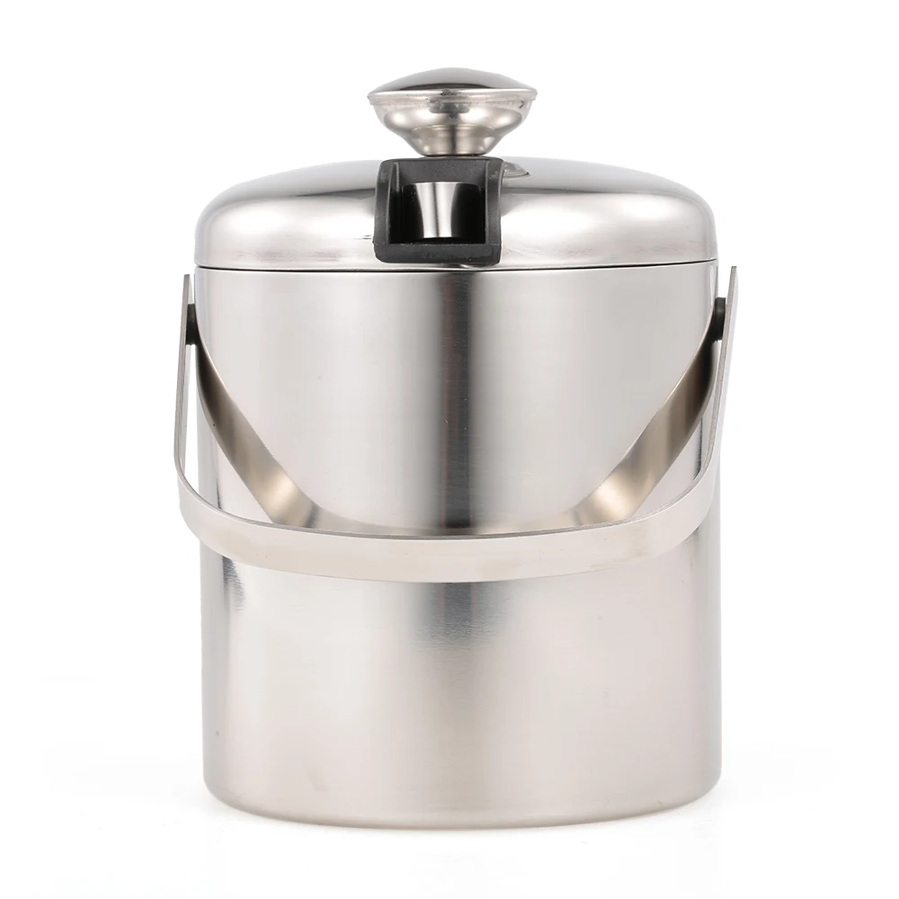 

Stainless Steel Ice Bucket Cocktail Shaker Hand-held Wine Bucket Double Wall with Lid and Tong for Wine Bottle Parties Bar