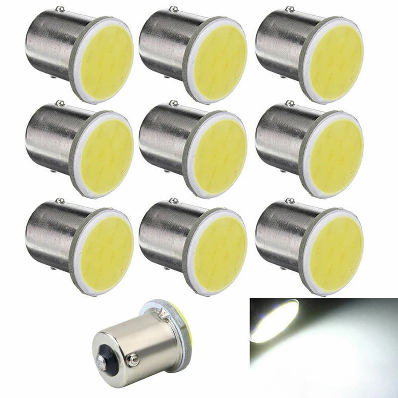 

10pcs White Car LED Lights 1156 COB 12V for Signal Indicator License Plate Lamp parking lights reading lamps
