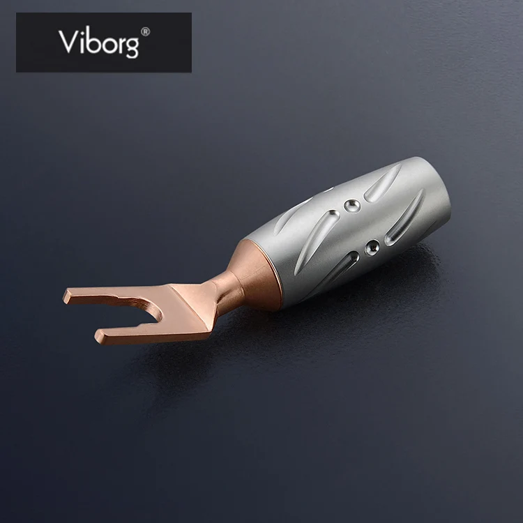 

Viborg 4pcs Y Type Spade Plug Top Speaker Cable Connector Red Copper Gold/Rhodium Plating Super HIFI Audio Banana Connector