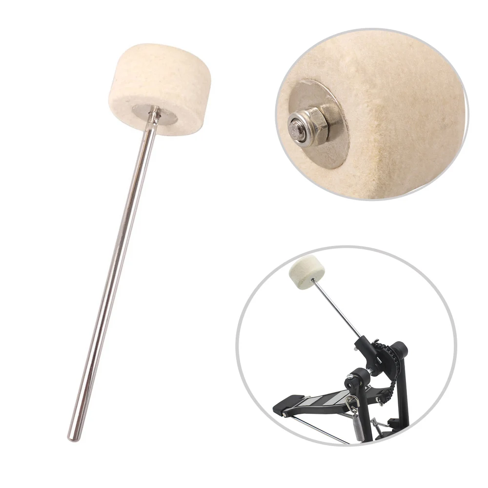 

Bass Kick Drum Beater White Wool Felt Hammer Stainless Steel Shaft Pedal Beats for Percussion Drummer Instrument Accessories