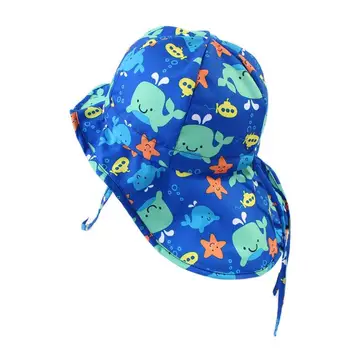 

Baby Sun Hat Kids Cute Cartoon Print Beach Caps Baby Sun Hat Children Outdoor Neck Ear Cover Anti UV Protection Cap